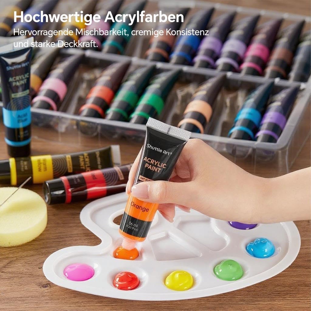Thumbnail 3 de Shuttle Art 48-teiliges Acrylfarben-Set mit 30 Tuben (je 36 ml) und Pinselset