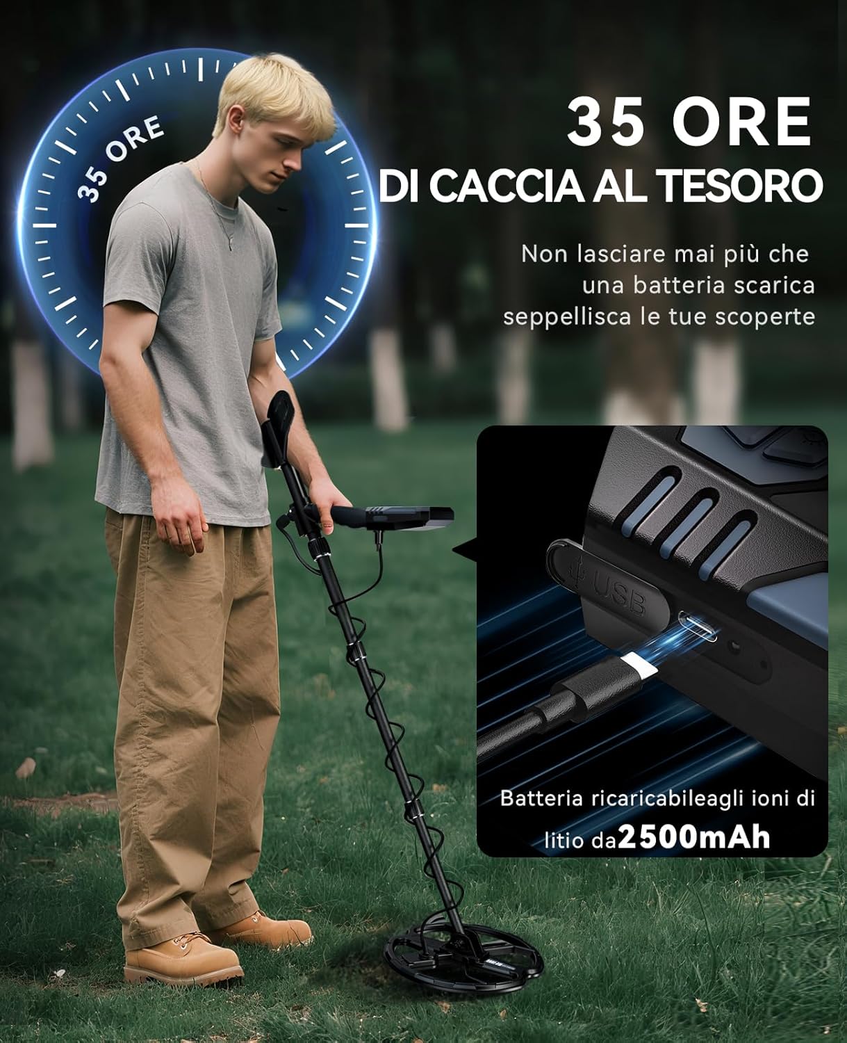 Detalle 2 de SUNPOW OTMD15 Metal Detector 2500 mAh