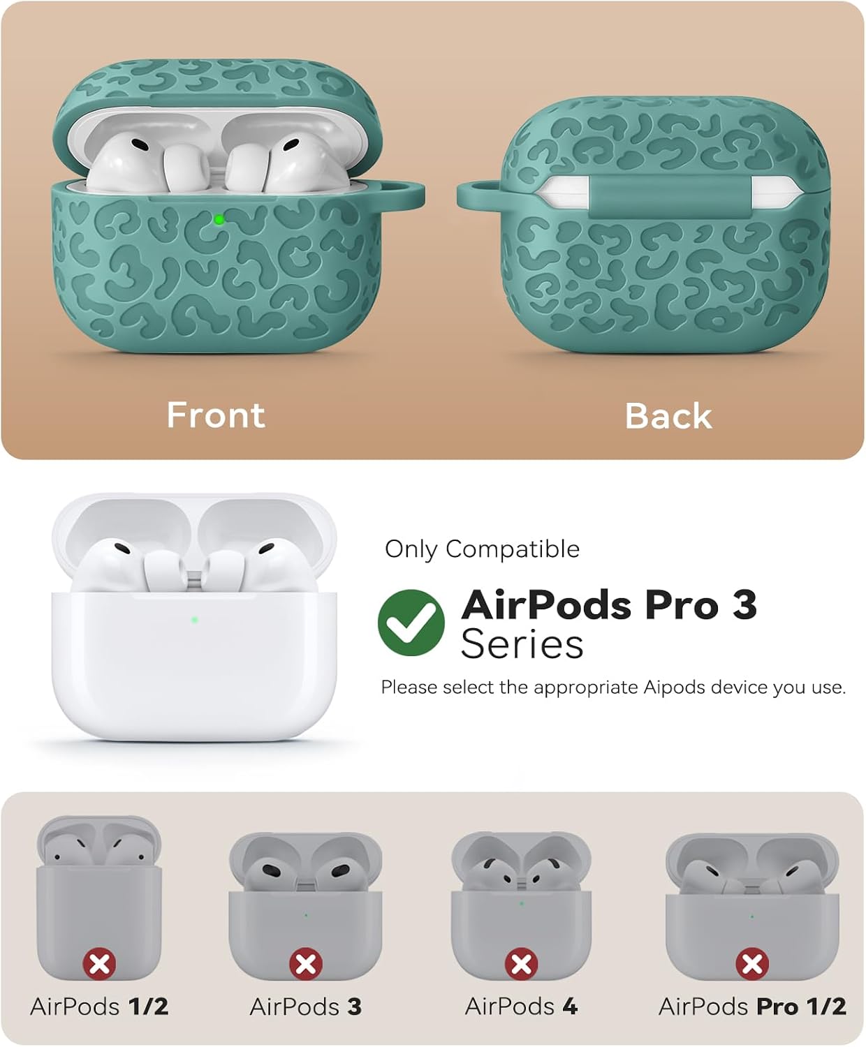 Detalle 2 de MCTOPZO AirPods Pro 3 Silicone Case S-Green