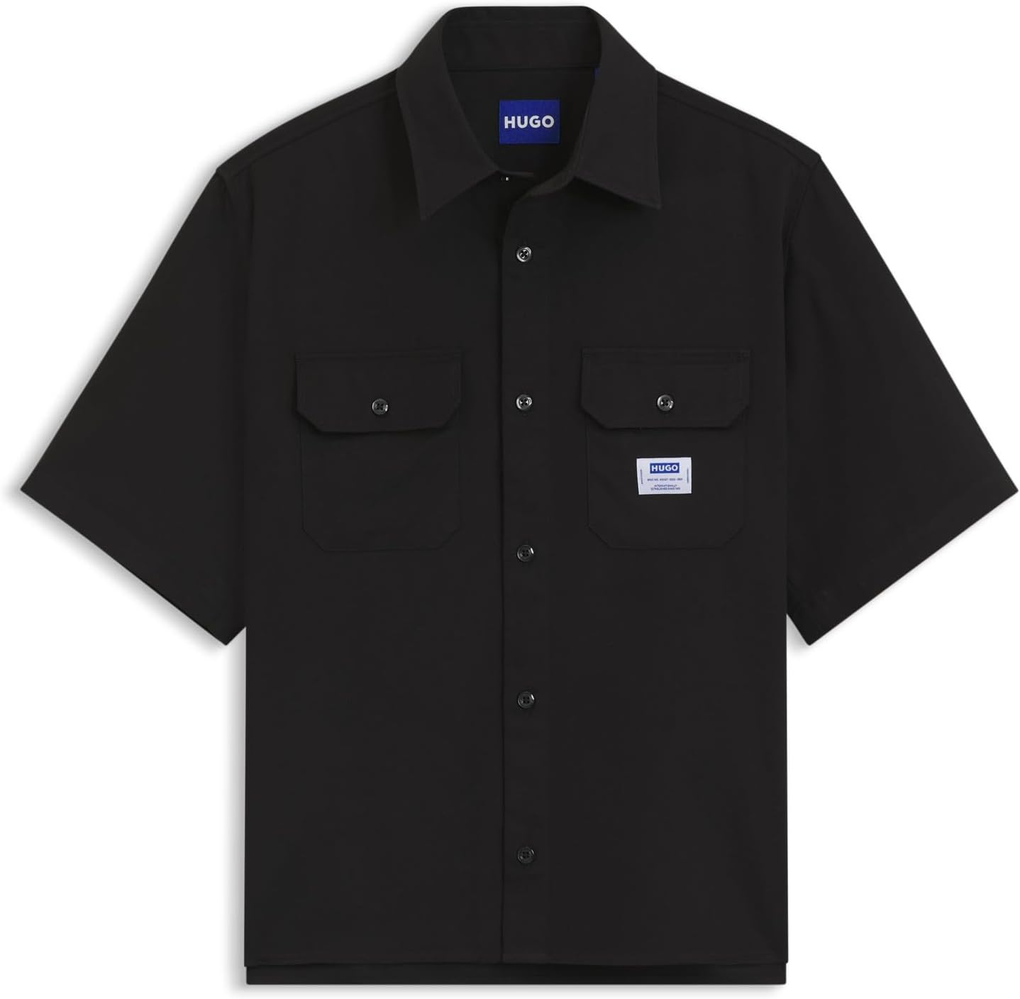Detalle de HUGO Chemise Oversize en Twill de coton – Col Kent, Poches poitrine à rabat