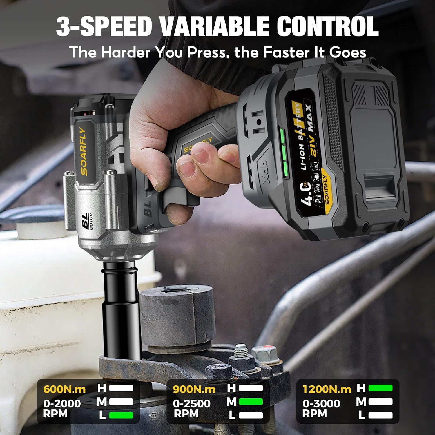 Thumbnail 6 de SoarFly JLBS-CA-01 1/2-Inch Cordless Impact Wrench, 900 ft-lb