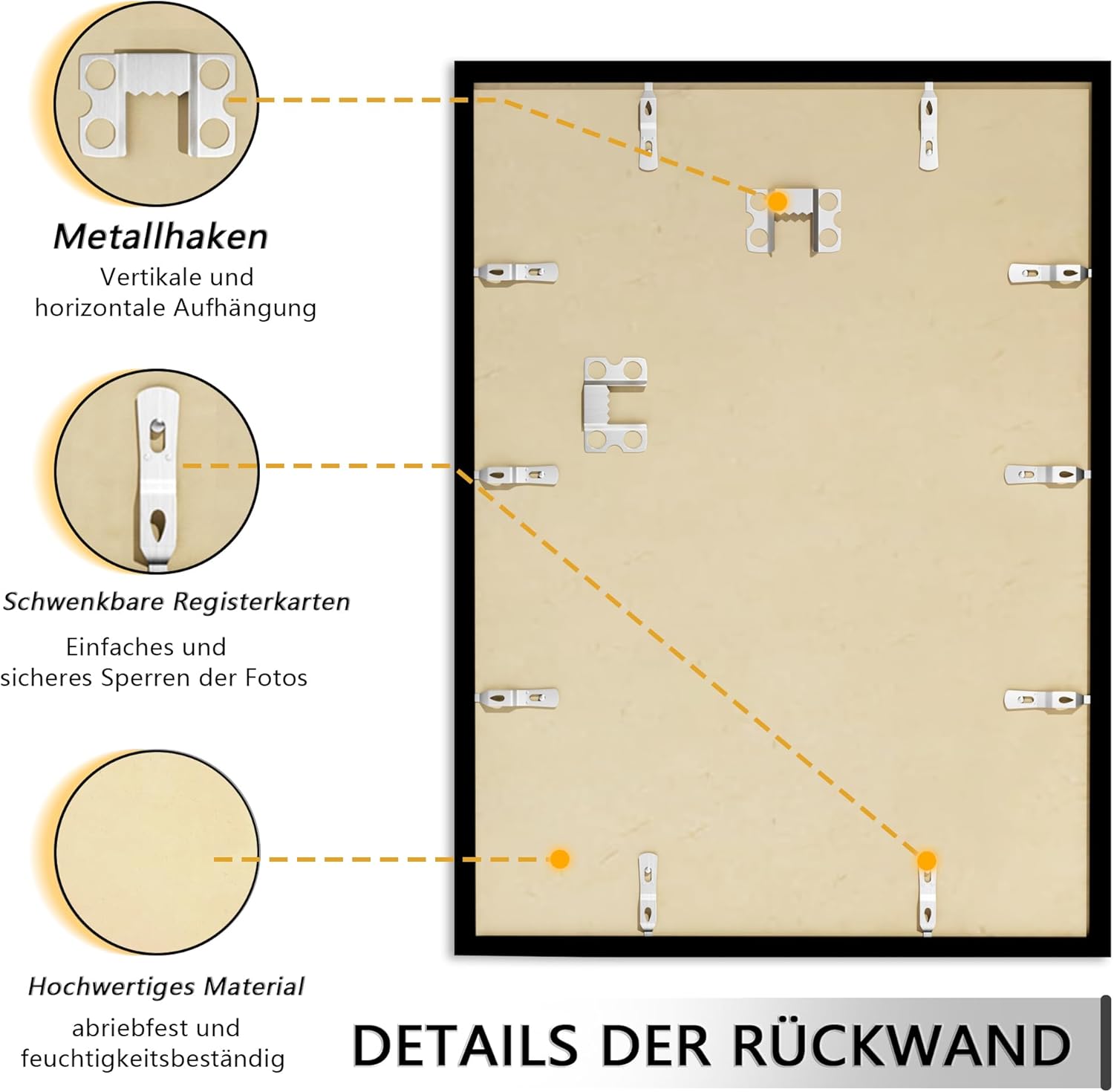 Thumbnail 6 de Tinkeps 3er Pack A3 Bilderrahmen (29,7 x 42 cm) schwarz – Holzwerkstoff, Plexiglas-Ersatz und drehbare Rückwand