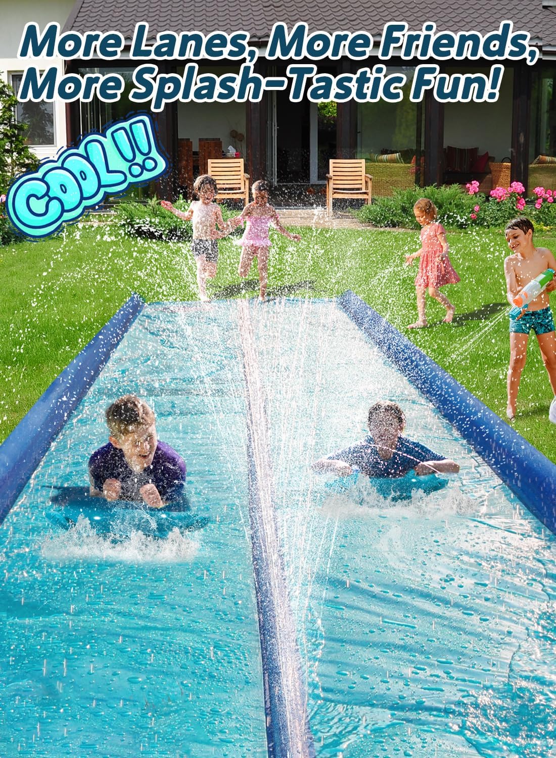 Detalle de Slip and Water Slide for Kids and Adults Backyard with Extra-Large Guard Rails & Dual Sprayers