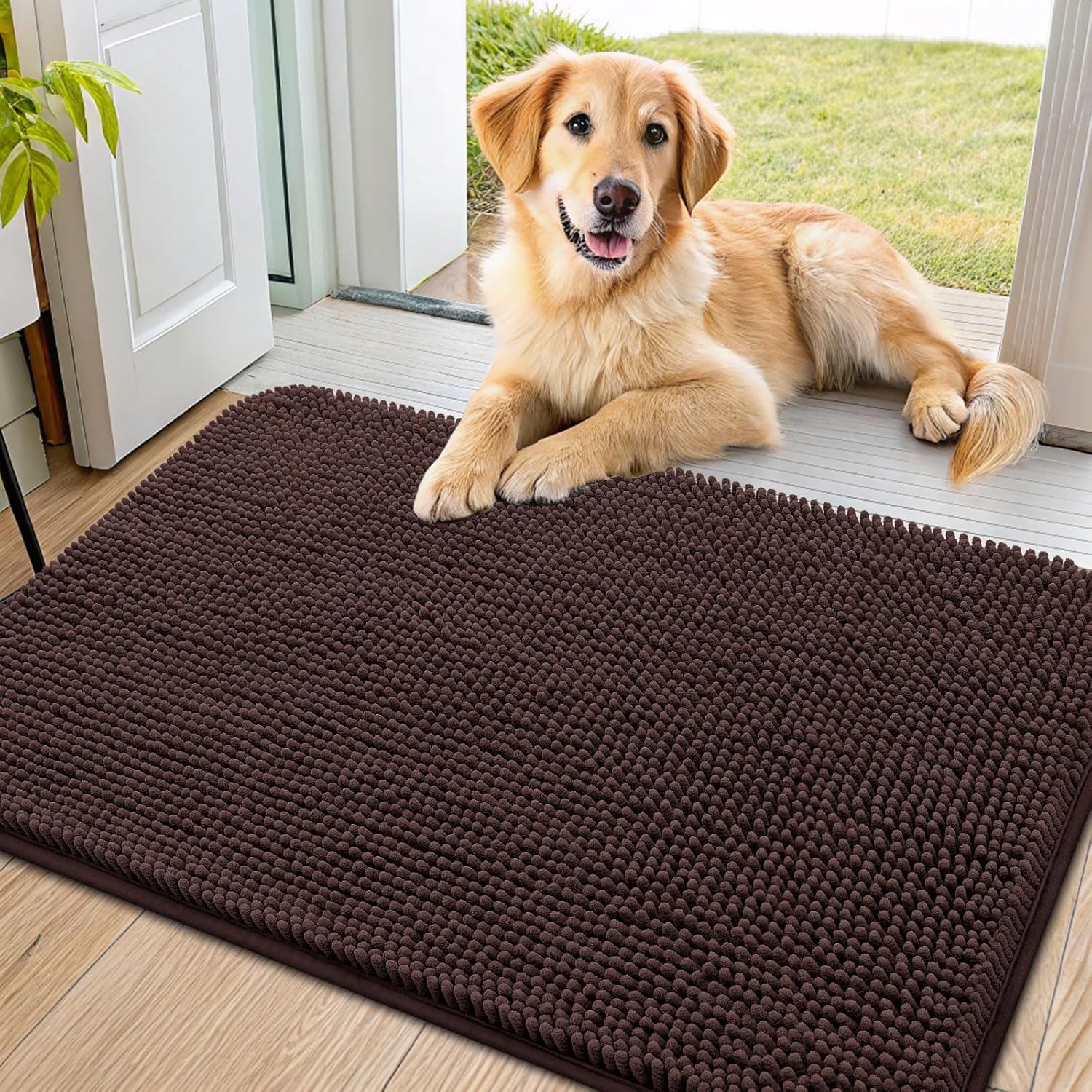 Smiry Dog Door Mat 34x21 Absorbent Chenille