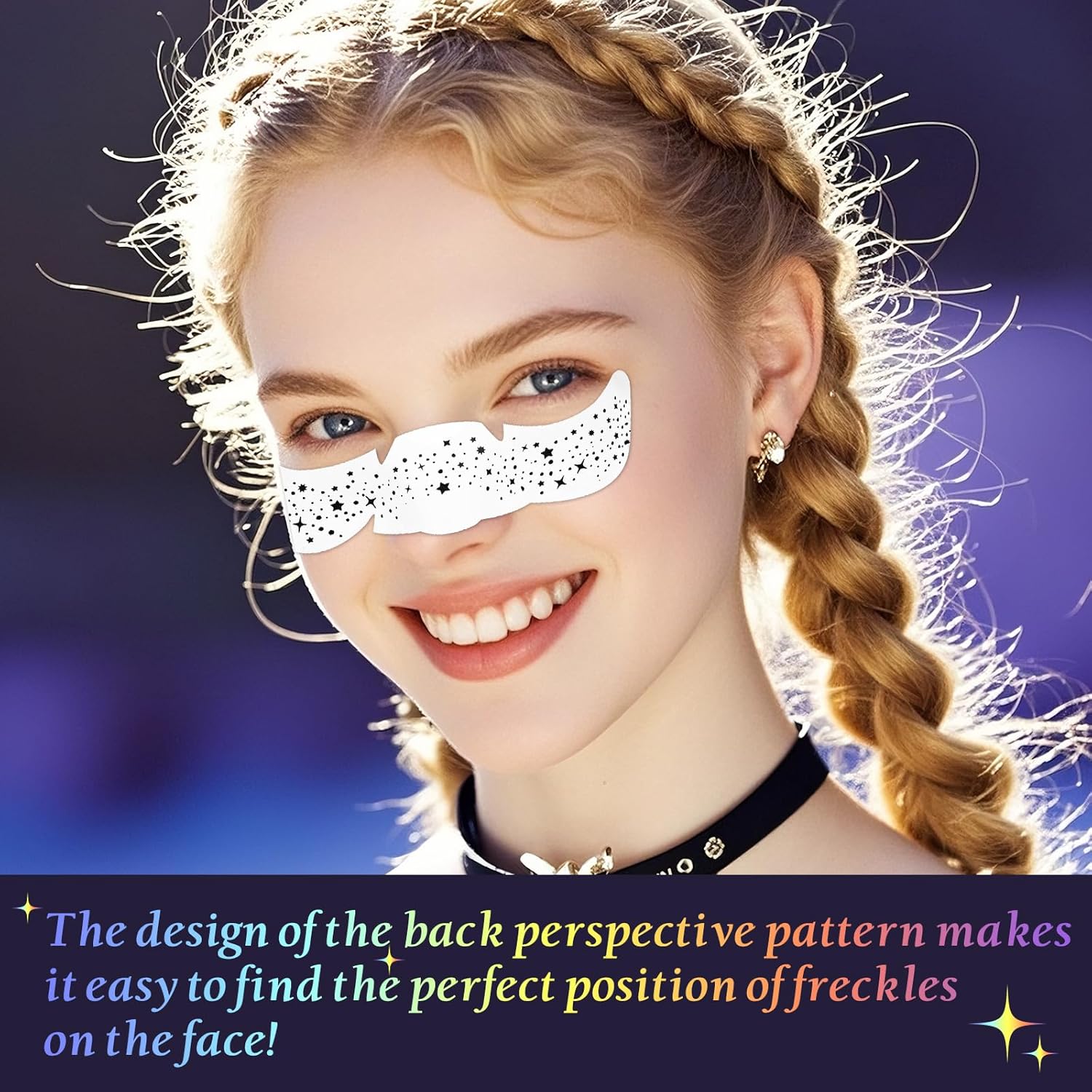 Detalle de 24pcs Glitter Freckles Makeup Patches – Holographic Multicolor Face Glitter Speckles