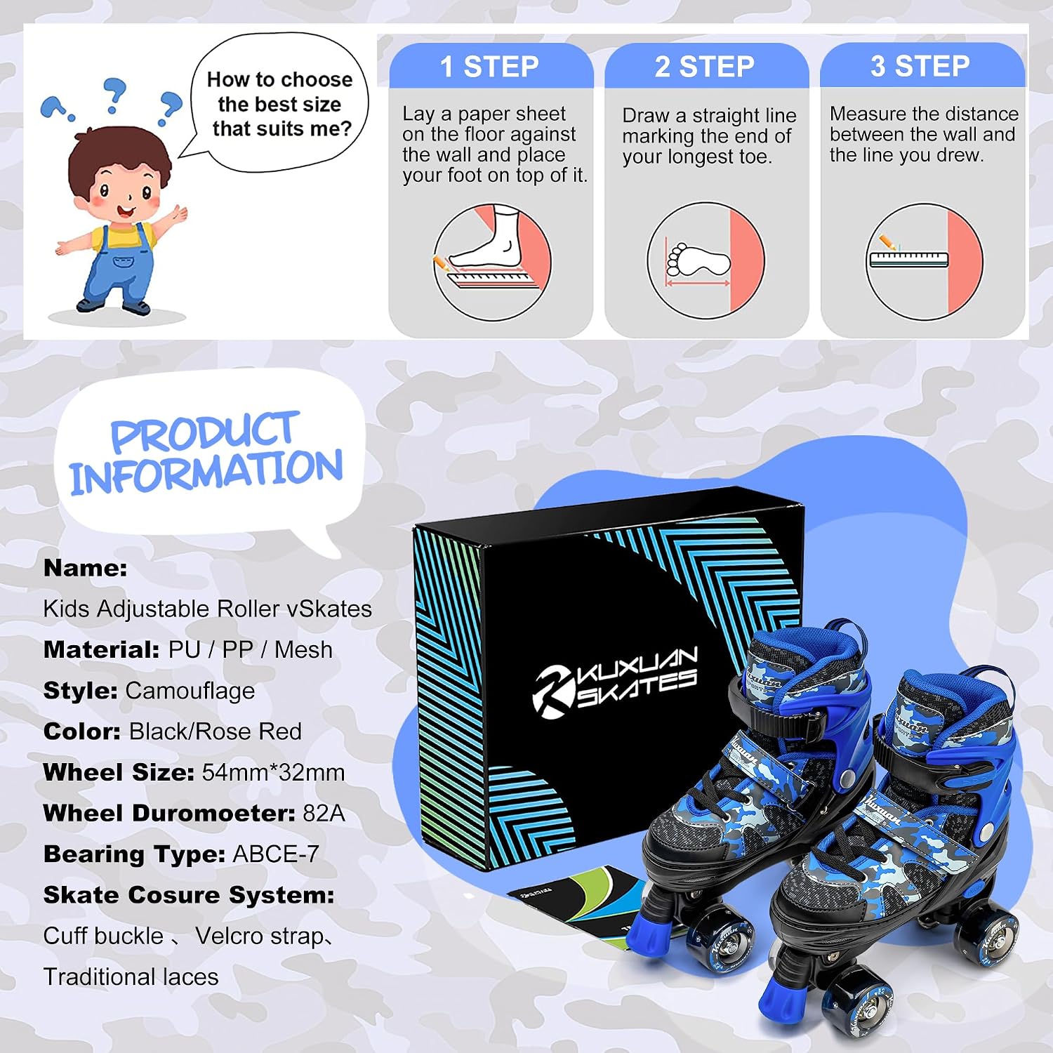 Detalle de Kuxuan Adjustable Kids' Roller Skates