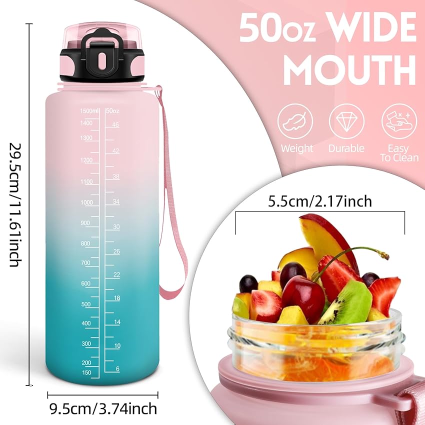 Thumbnail 5 de HoneyHolly Botella Agua 1,5 L marcador de tiempo para gimnasio