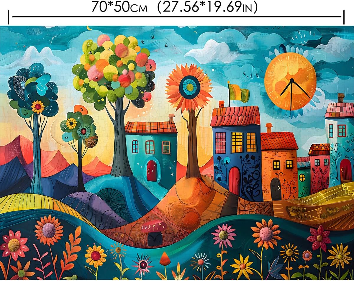 Thumbnail 6 de HUADADA 1000-Piece Jigsaw Puzzle for Adults – Colourful Village Scene