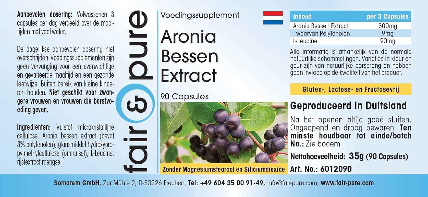 Thumbnail 6 de Fair & Pure Aroniabeeren Extrakt – 90 Kapseln, standardisiert auf 3 % Polyphenole, vegan, in Deutschland hergestellt