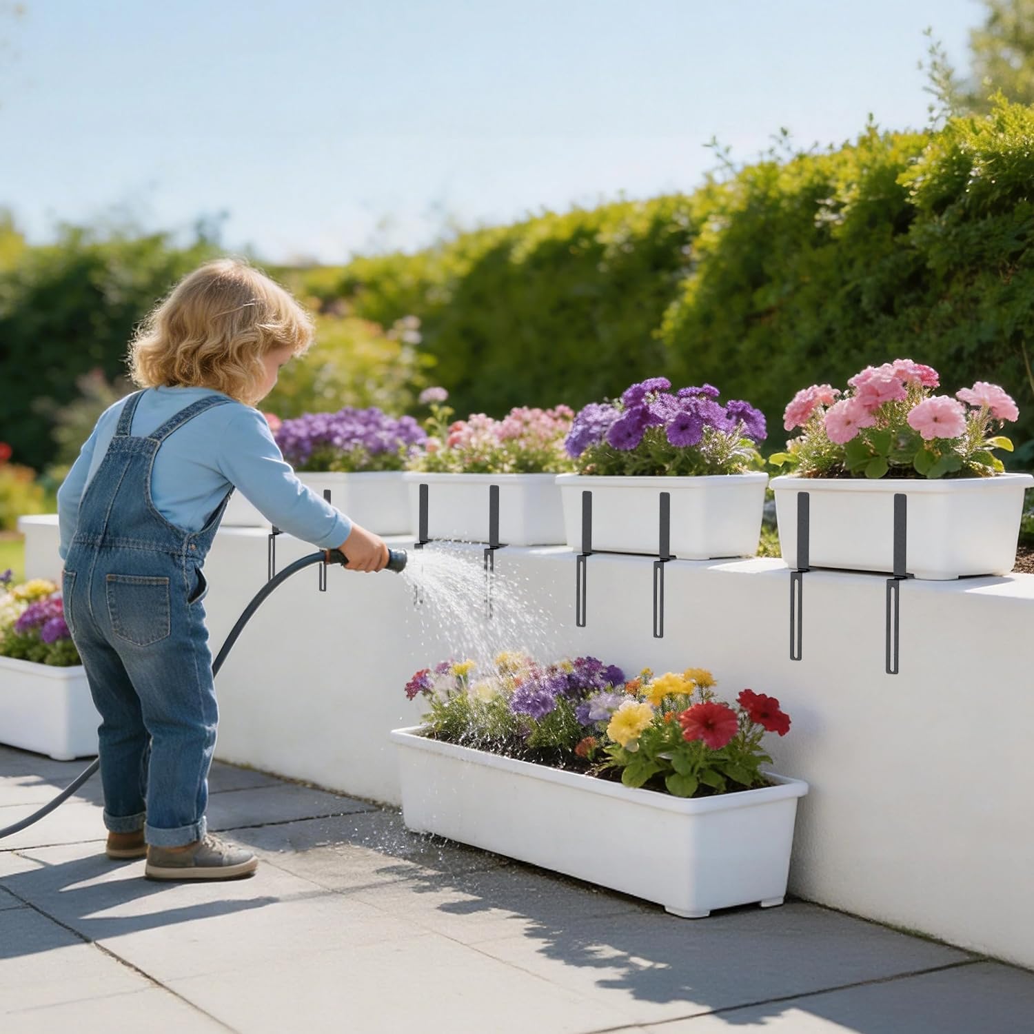 Detalle de HFHOME YM0546 H-vormige bloembakhouders voor balkon, zonder boren