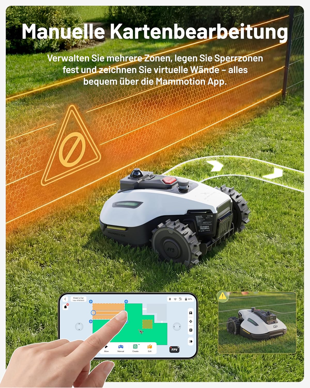 Detalle de MAMMOTION YUKA mini 2 800 LiDAR Mähroboter für 800 m² – ohne Begrenzungskabel, ohne RTK