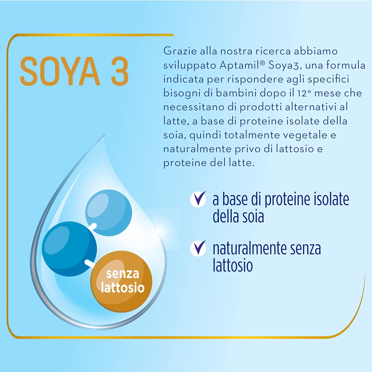 Detalle de APTAMIL Soya 3 - Alimento liquido senza lattosio per bambini (6 L) a base di proteine isolate di soia