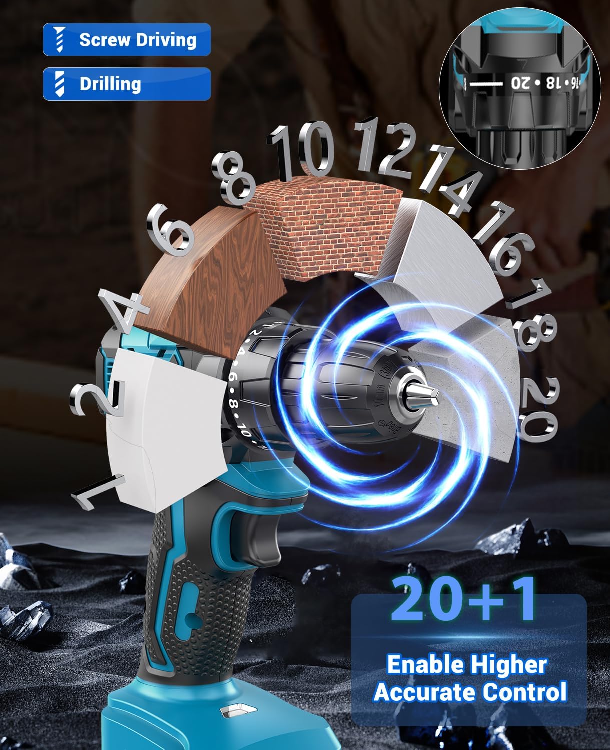 Thumbnail 2 de LEEIKOO 21V Brushless Cordless Drill