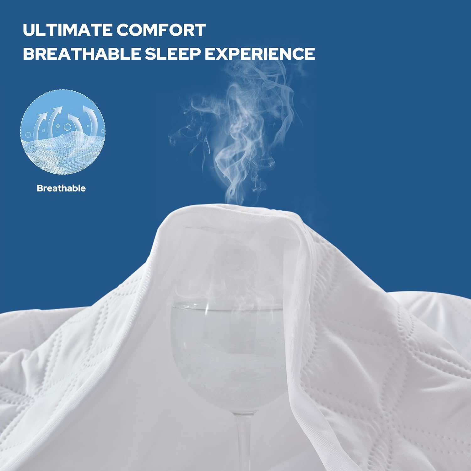 Detalle de BEDLORE Double Mattress Protector Waterproof (White) with Extra-Deep Fitted, Brushed Microfibre & TPU Layer
