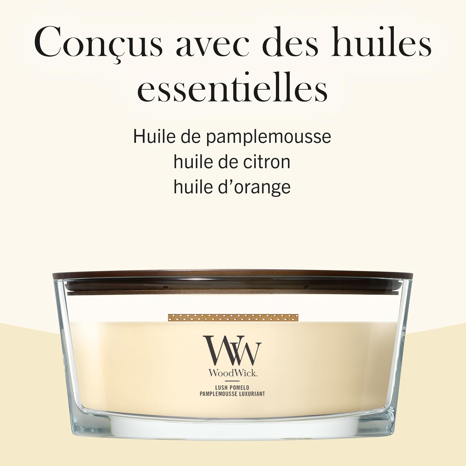 Detalle de WoodWick Bougie parfumée Bougie Ellipse Pamplemousse luxuriant – un cadeau élégant pour femmes