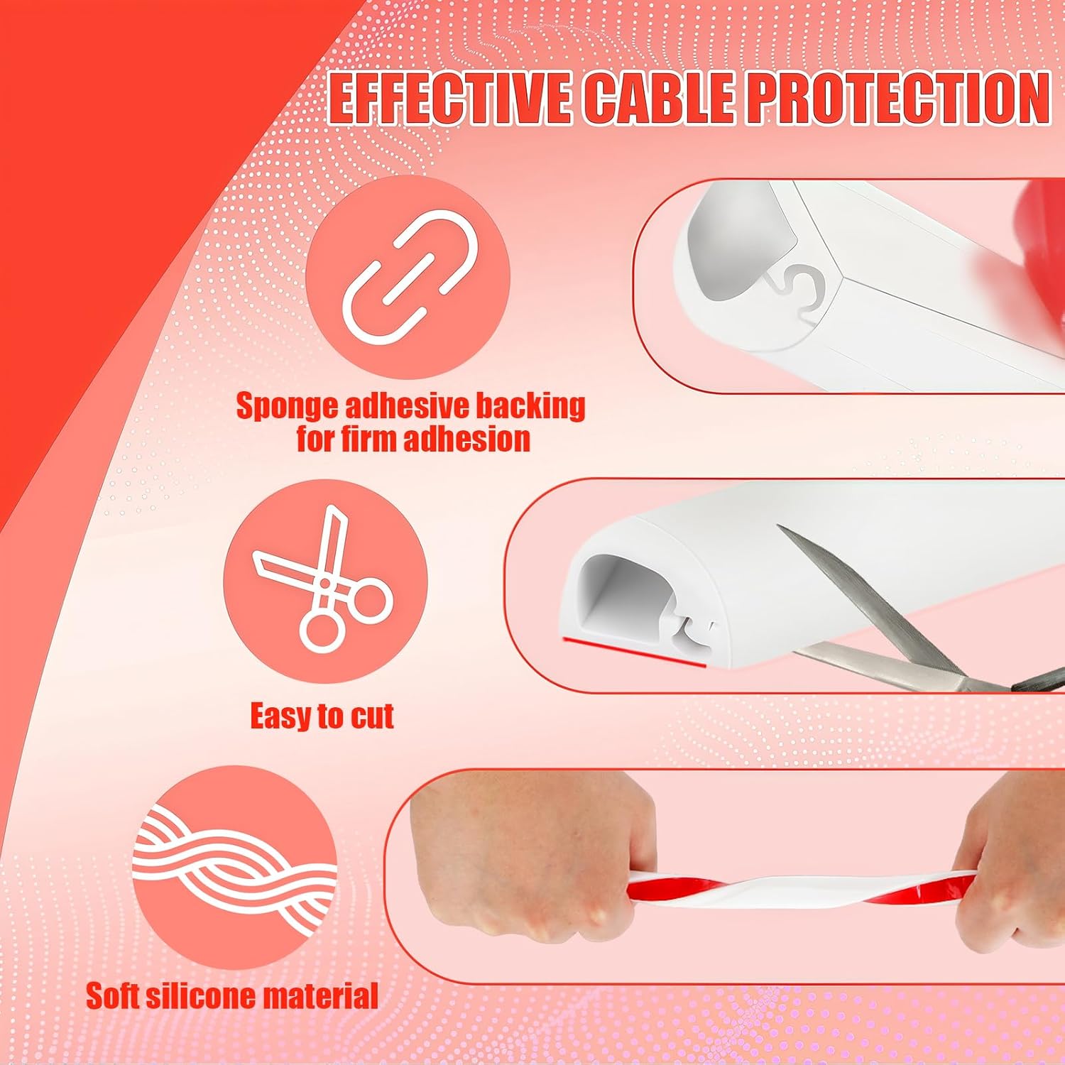 Thumbnail 2 de Canalina Passacavi adesiva in silicone da muro, 1 metro, bianca