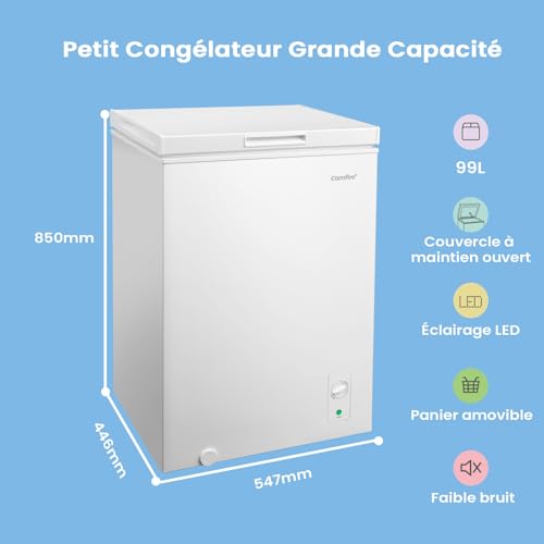Detalle de COMFEE' 99L Congelateur Coffre – Conversion Congélateur/Réfrigérateur, Blanc