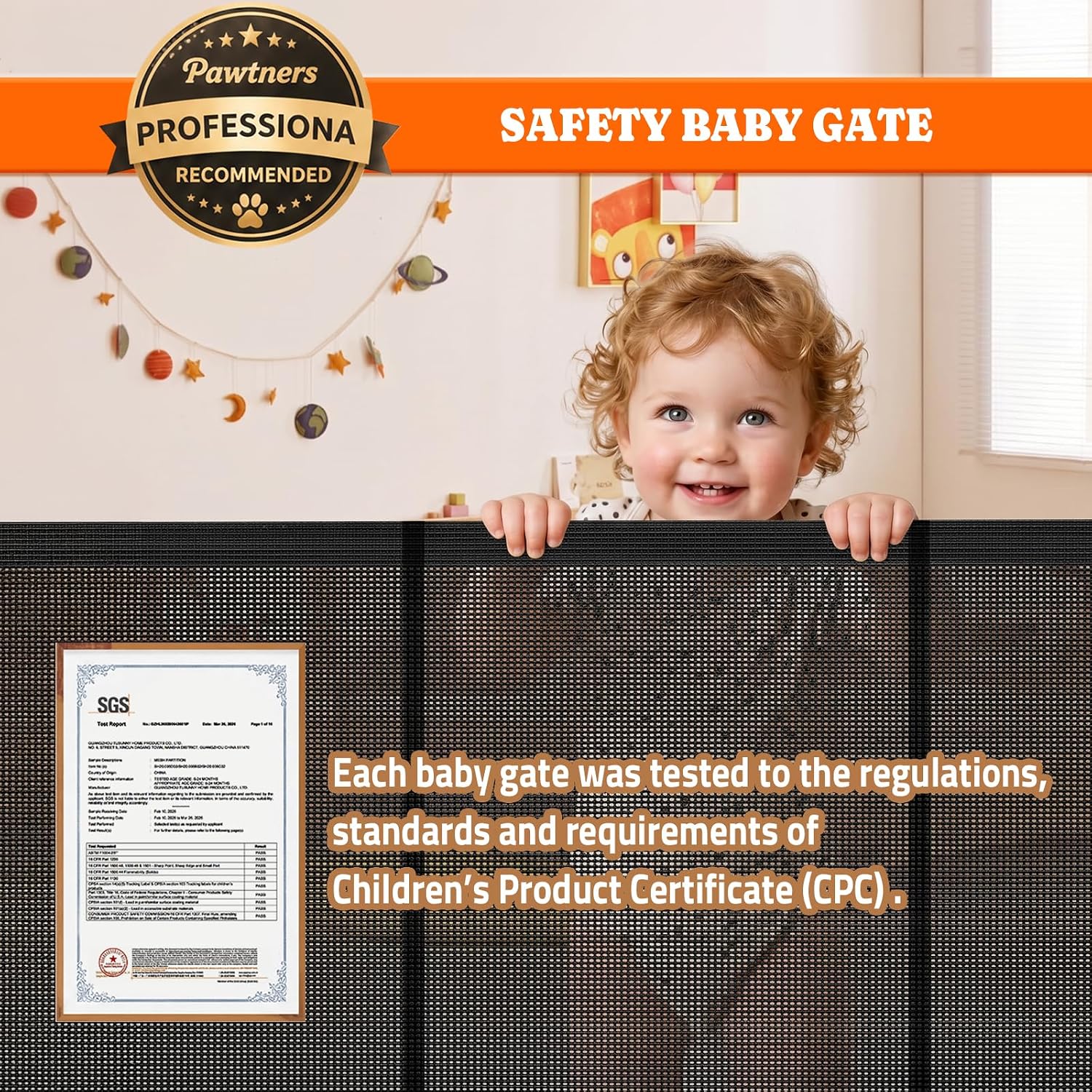 Thumbnail 3 de Pawtners SH20.006D02 Retractable Baby Gate, 34" Tall, Up to 120" Wide