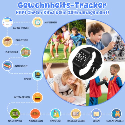 Detalle de Timever L6615E Kinder-Digitaluhr mit Schrittzähler, Vibrationsalarm und Silikonarmband
