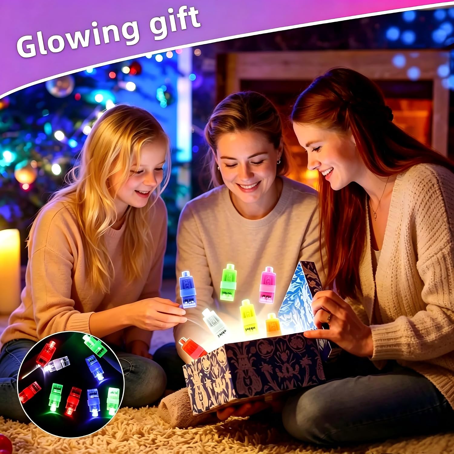 Thumbnail 6 de Indrnif LED-fingerlampor, 40-pack i fyra färger med knappcellsbatterier