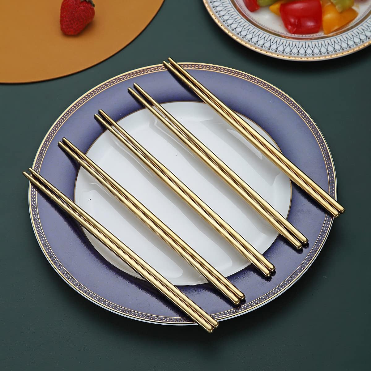 Detalle de HOMQUEN chopsticks-G eetstokjes, 10 paar goudkleurig roestvrij staal