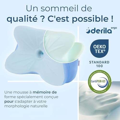 Detalle 2 de Derila Ergo Oreiller Cervical Mémoire de Forme Papillon Rafraîchissant