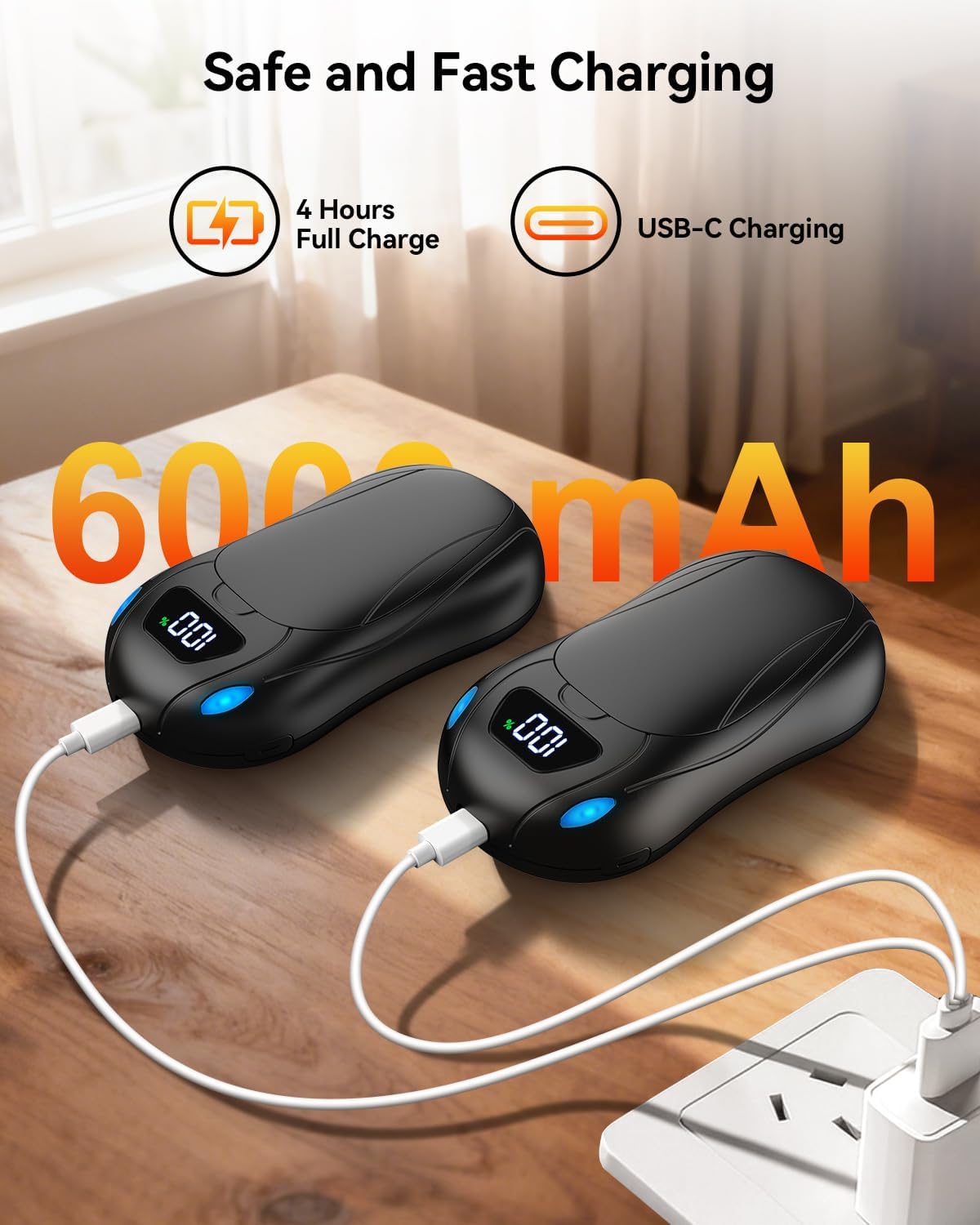 Detalle 2 de Rechargeable Hand Warmers 6000mAh LED Display ♨