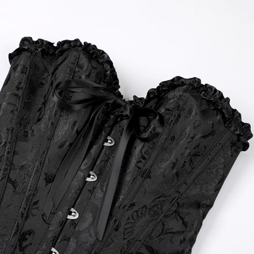 Thumbnail 5 de Demays Black Overbust Corset Top, Lace-Up Back and Steel-Boned Support, Size S