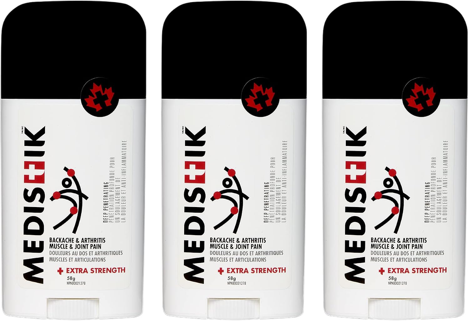 Detalle de Medistik Extra Strength Pain Relief Stick, 58 g, Pack of 3, Hot & Cold Formula