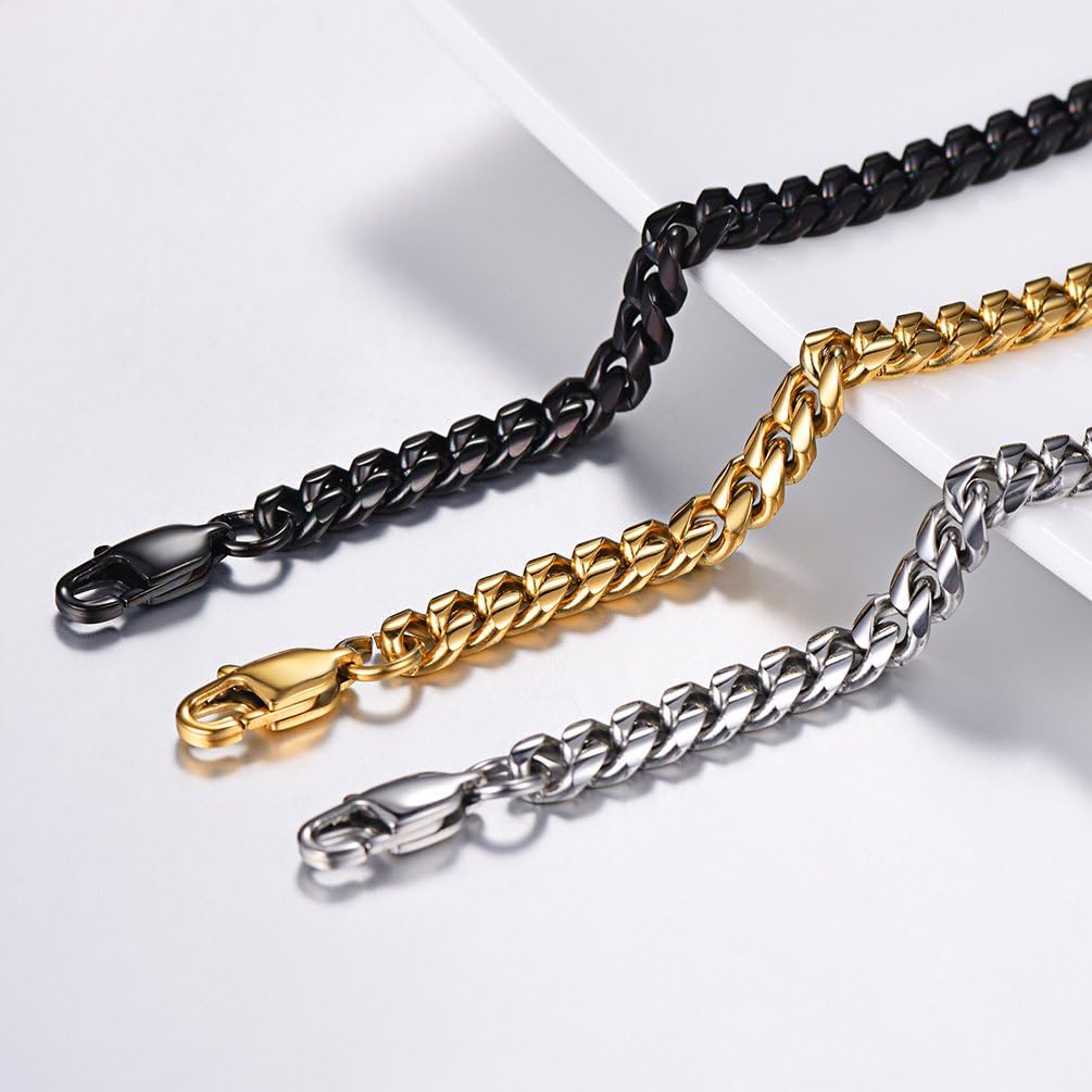 Thumbnail 2 de PROSTEEL Gourmette en acier inoxydable 316L à maillons cubaine, pour homme et femme (largeur de 6 mm)