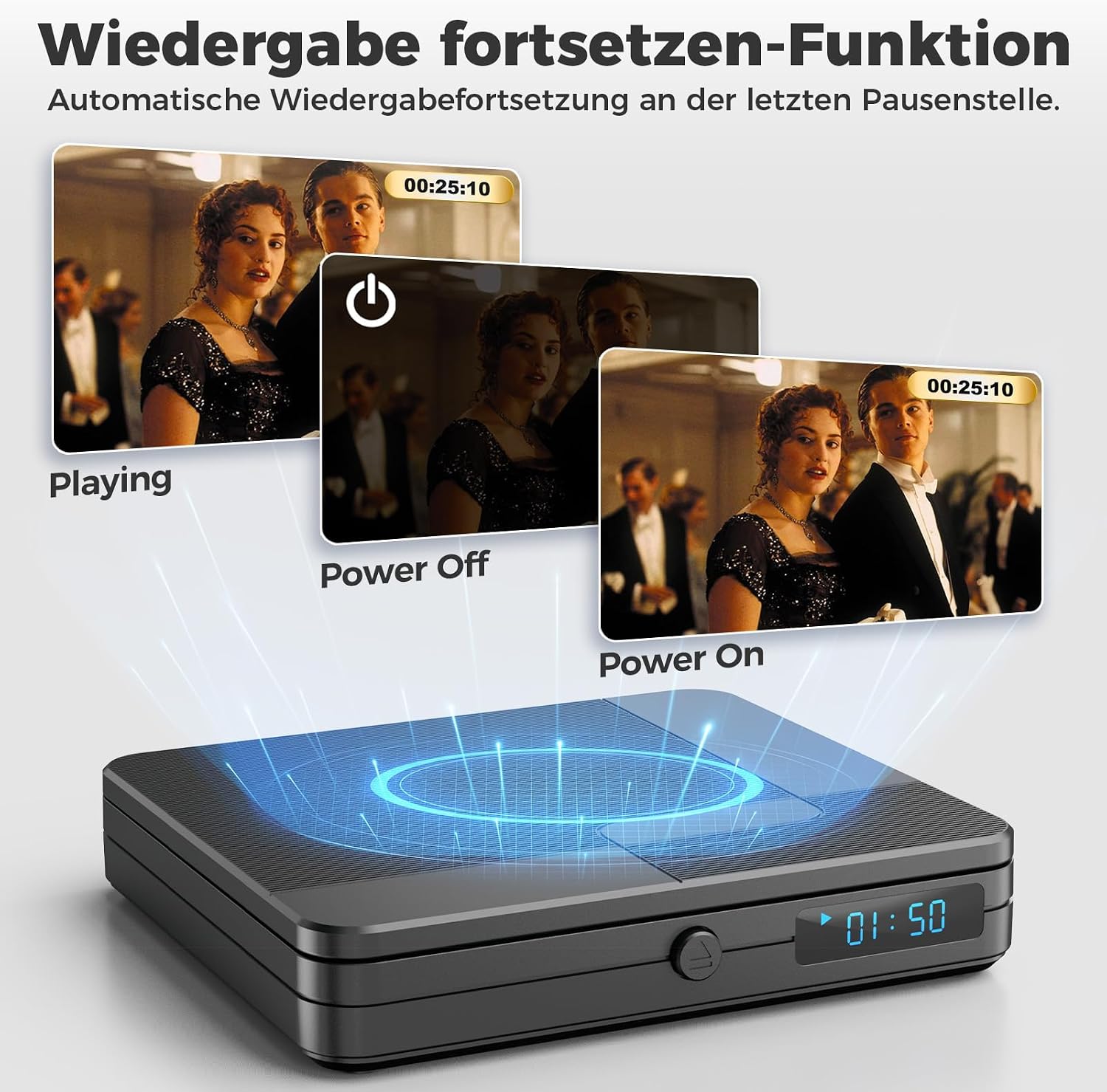 Detalle de Timzeit DVD Player für Fernseher – kompakt, vielseitig und regionfrei