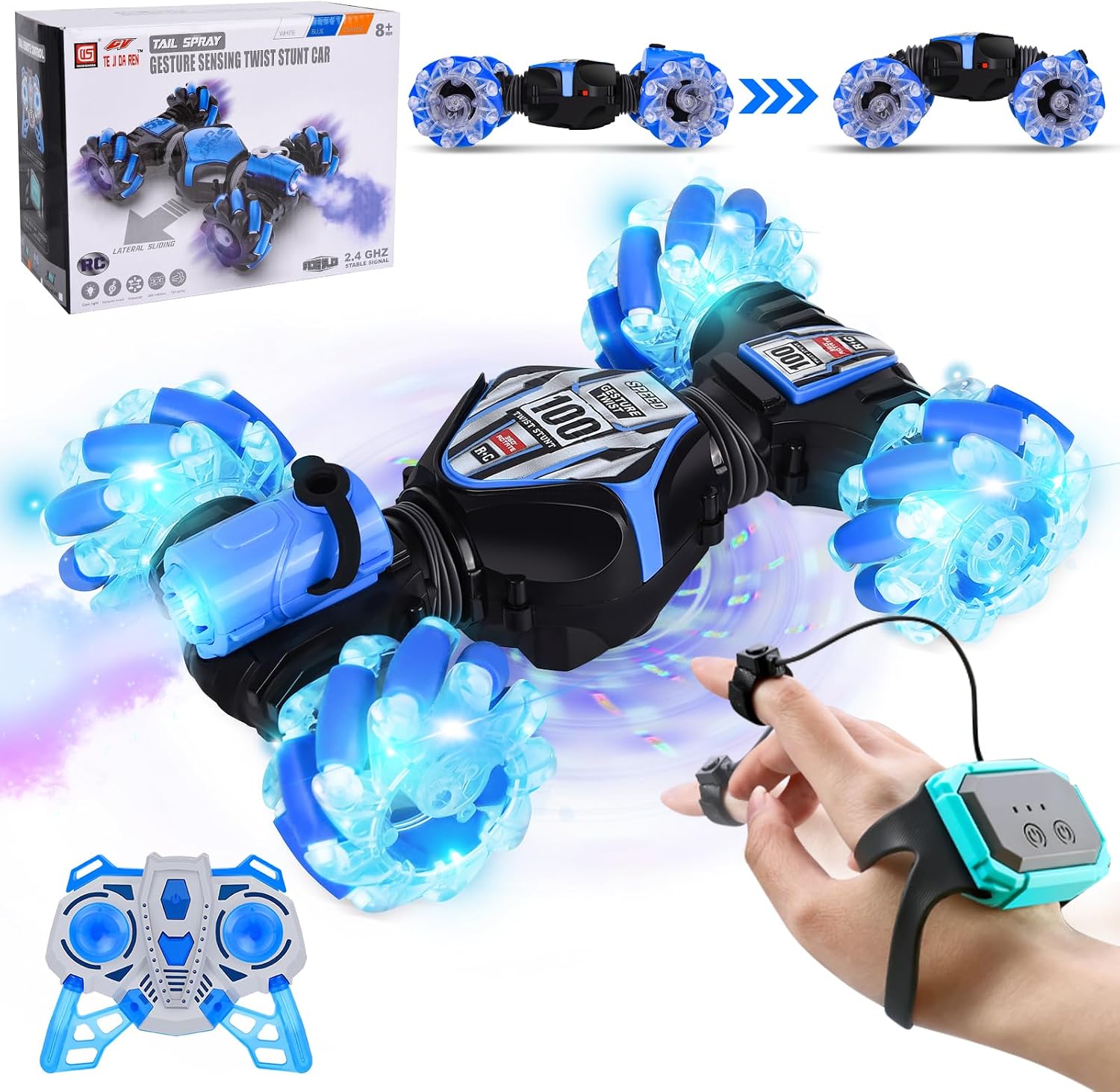 Detalle de FORMIZON 1 RC-stuntauto 4WD met gebarenbediening en 360°-rotatie