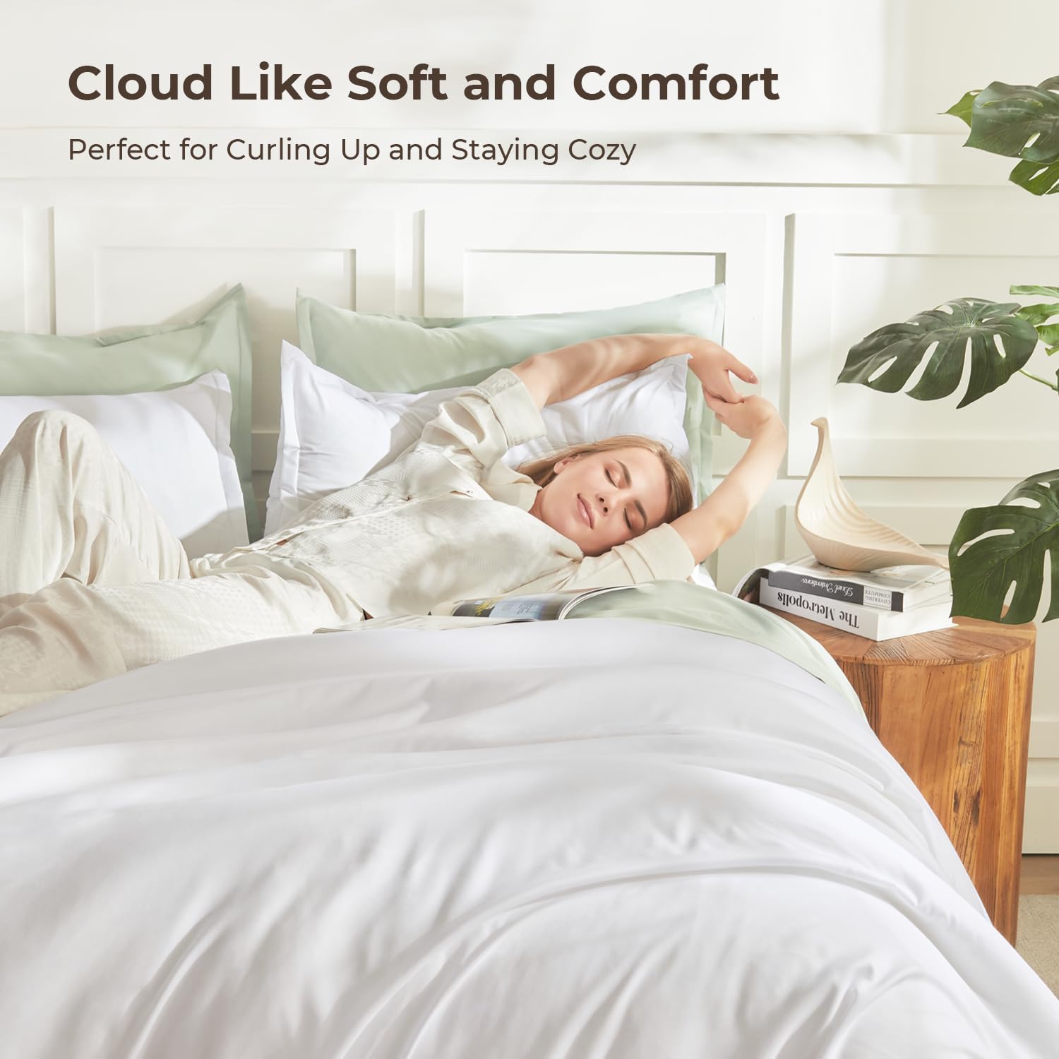 Detalle de Litanika White Comforter King Size 3-Piece Lightweight All-Season Set