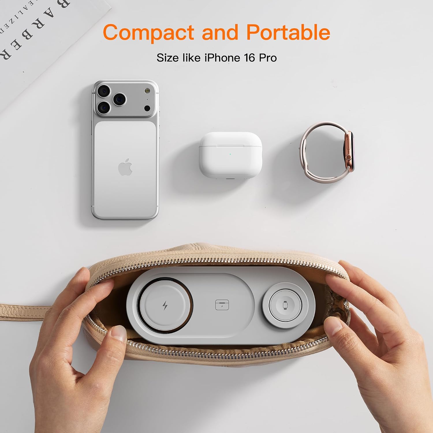 Detalle 2 de Travel• Metal Bracket: Magnetic 3-in-1 Wireless Charging Station