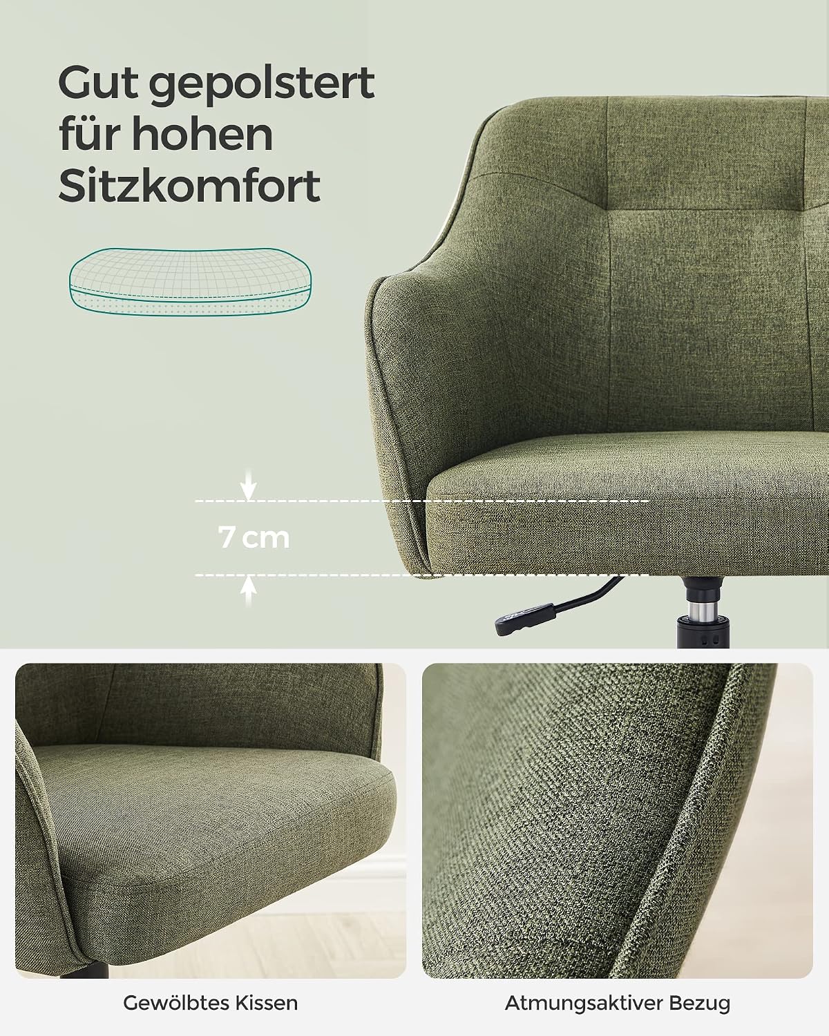 Detalle 2 de Homeoffice-Drehstuhl von SONGMICS bis 110 kg
