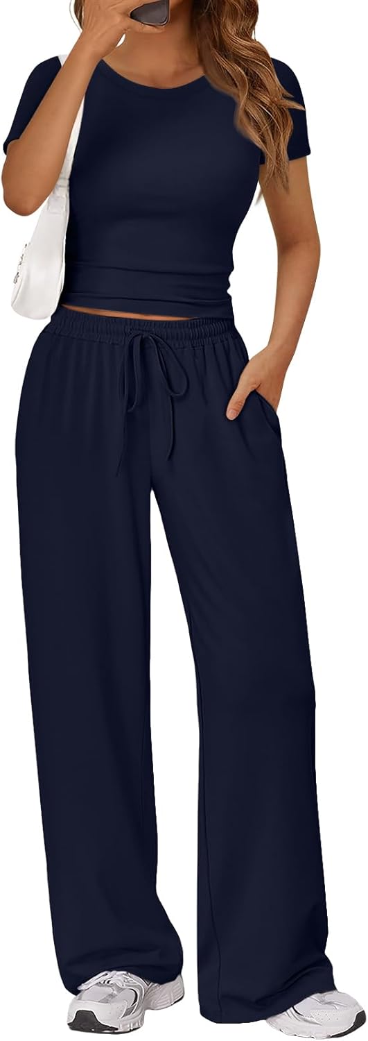 Thumbnail 6 de LILLUSORY 2 Piece Lounge Wear Set for Women – UK Casual Rayon-Spandex, Elastic Wide-Leg Marks a Relaxed yet Flattering Look