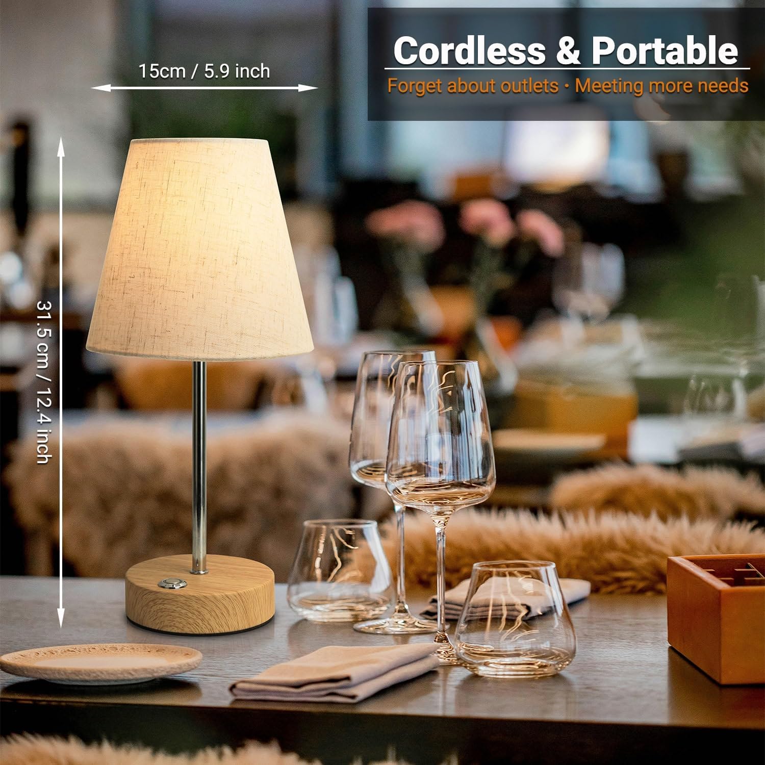 Thumbnail 6 de HSLighting kabellose Tischlampe Kabellos LED Akku (Touch-Dimmung, Typ‑C, bis zu 30.000 h)