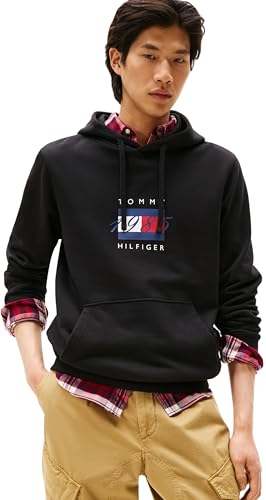 Detalle de Tommy Hilfiger Sudadera Hombre Linear Flag Graphic Negro