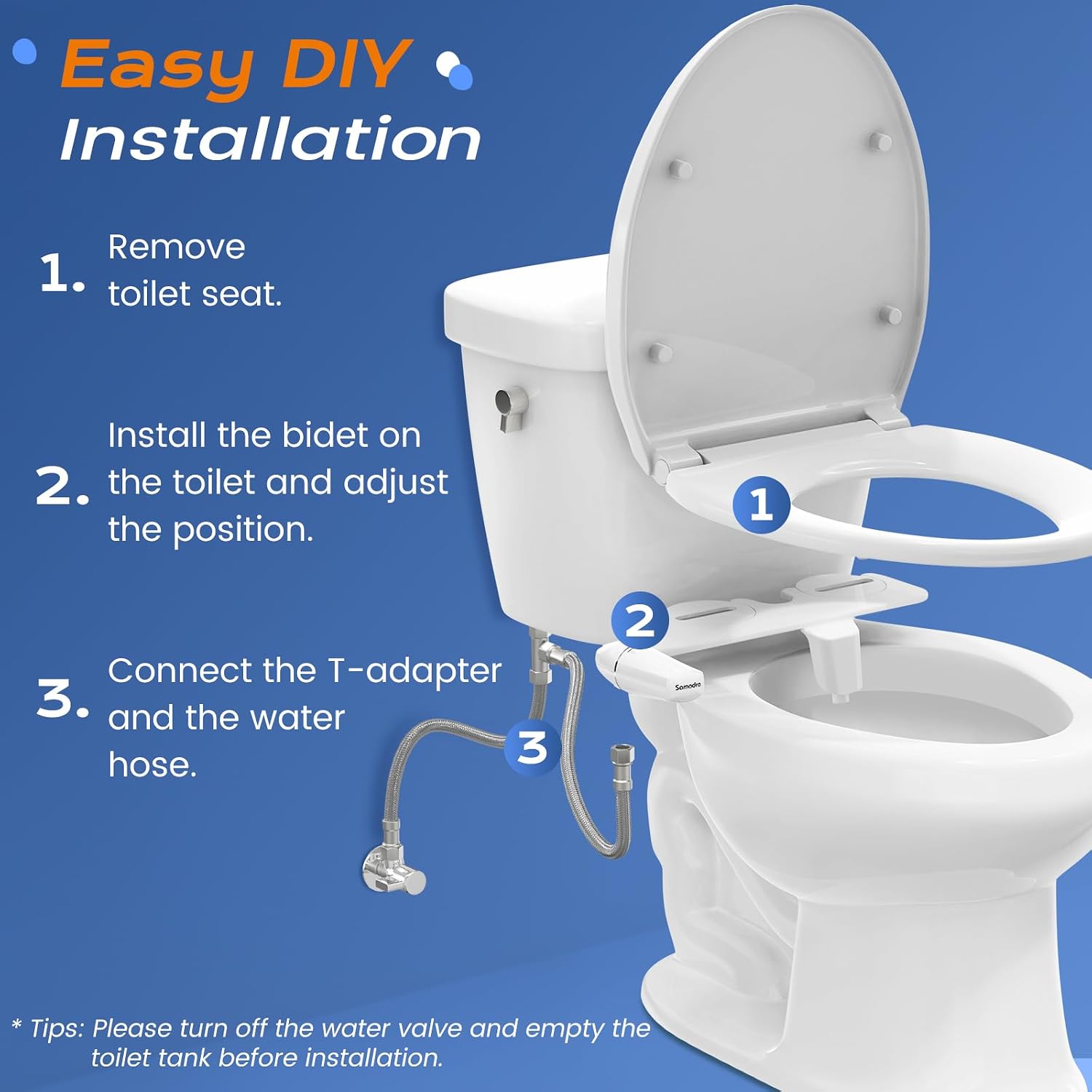Detalle de SAMODRA 07 Ultra-Slim Non-Electric Bidet Attachment with Self-Cleaning Nozzle