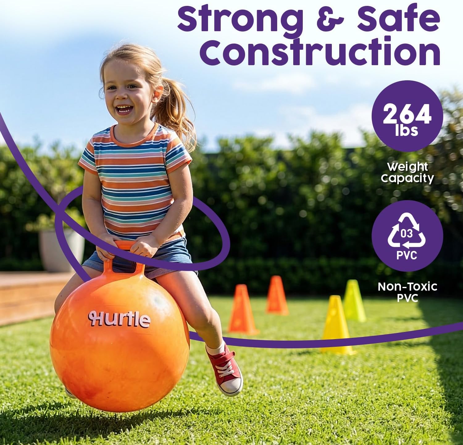 Detalle 2 de Hurtle HUHOP20MBORPK 20-Inch Hopper Ball with Handles, Pump and Cones