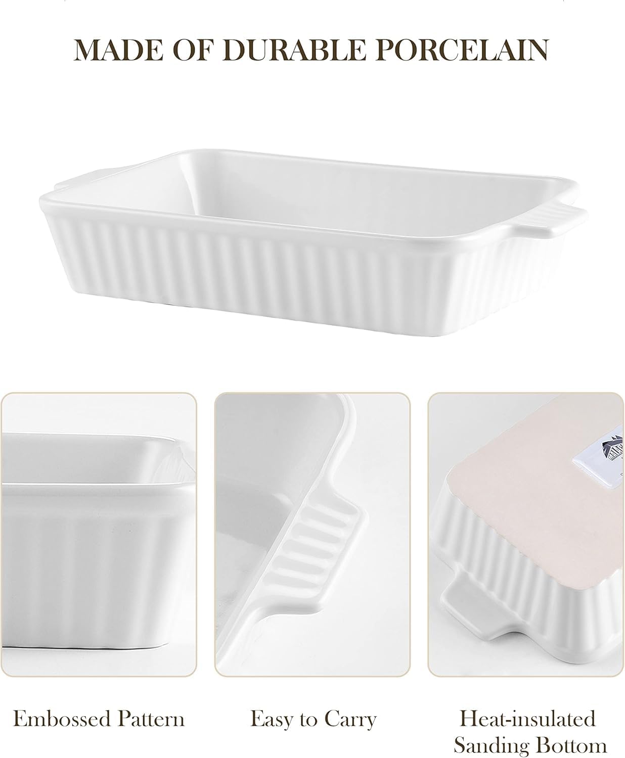 Detalle de MALACASA Casserole Dishes Set of 4 3QT