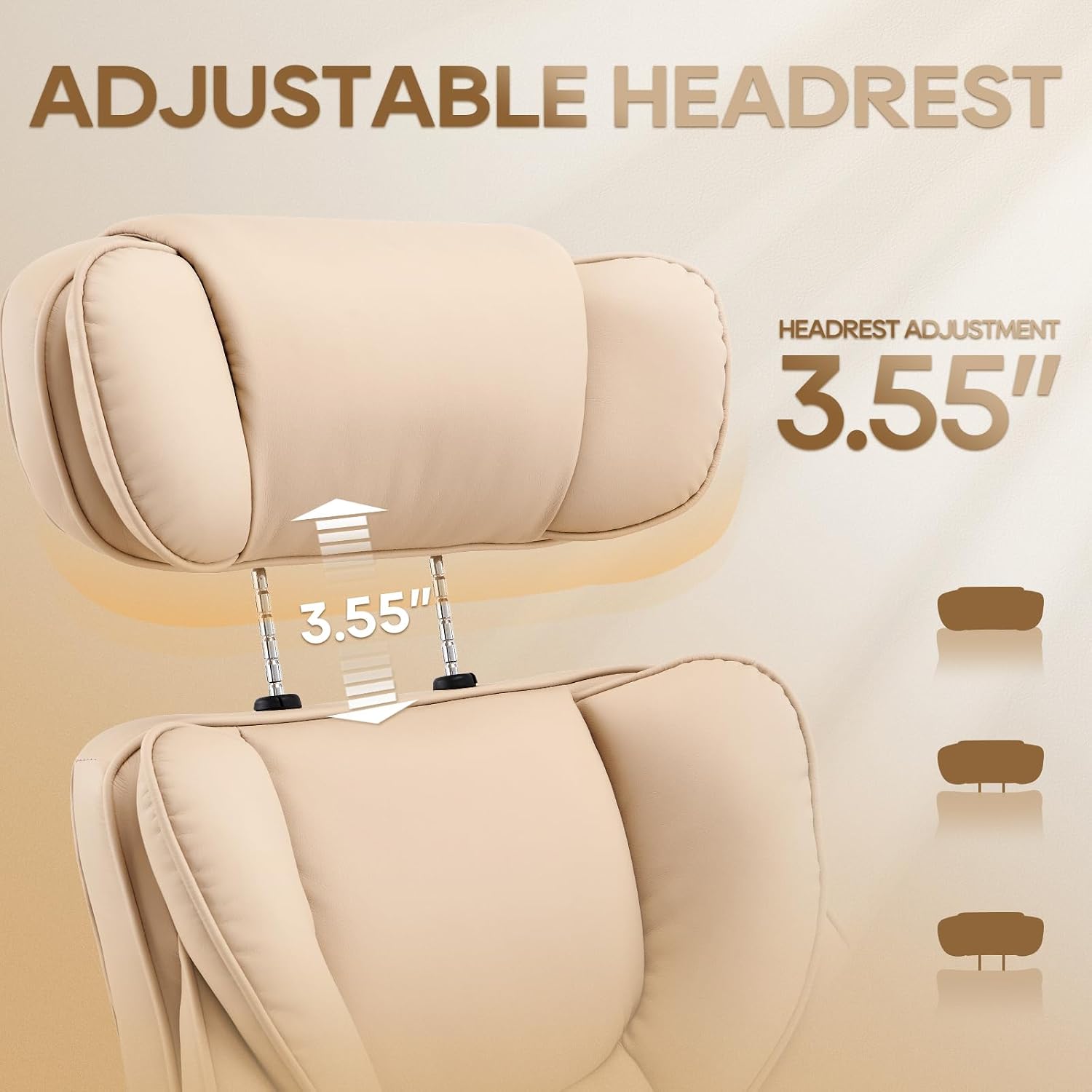 Thumbnail 5 de COLAMY 6754 High-Back Office Chair with Footrest, Recline and Khaki Bonded Leather