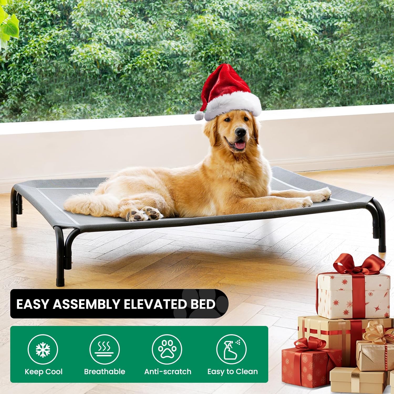 Detalle 2 de DOPEDIO DB1 L G 1 Elevated Dog Bed, Gray Cooling Mesh, Tool-Free Assembly