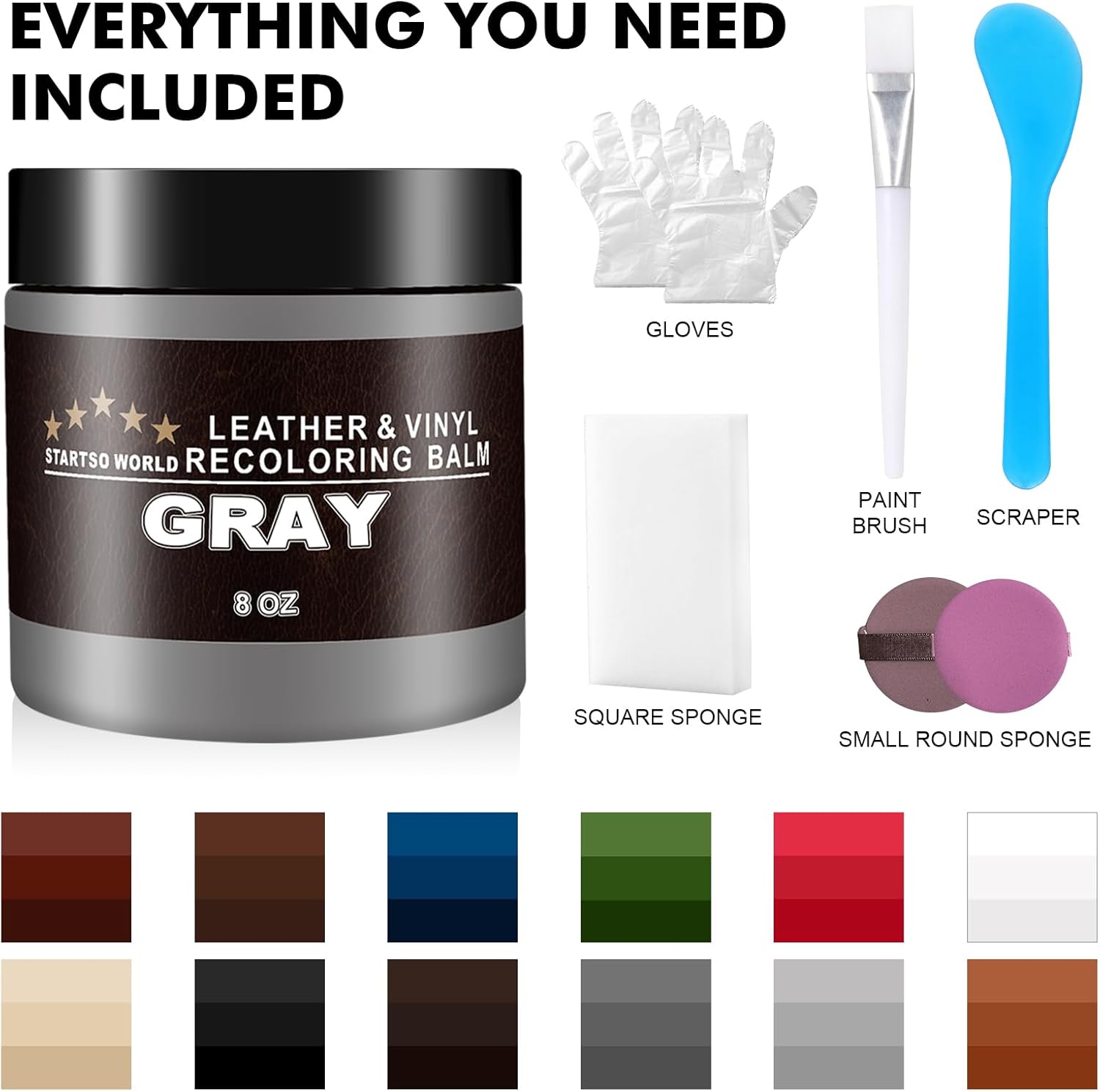 Thumbnail 6 de STARTSO WORLD Leather Recoloring Balm 200ml – Gray Leather Repair Kit for Furniture