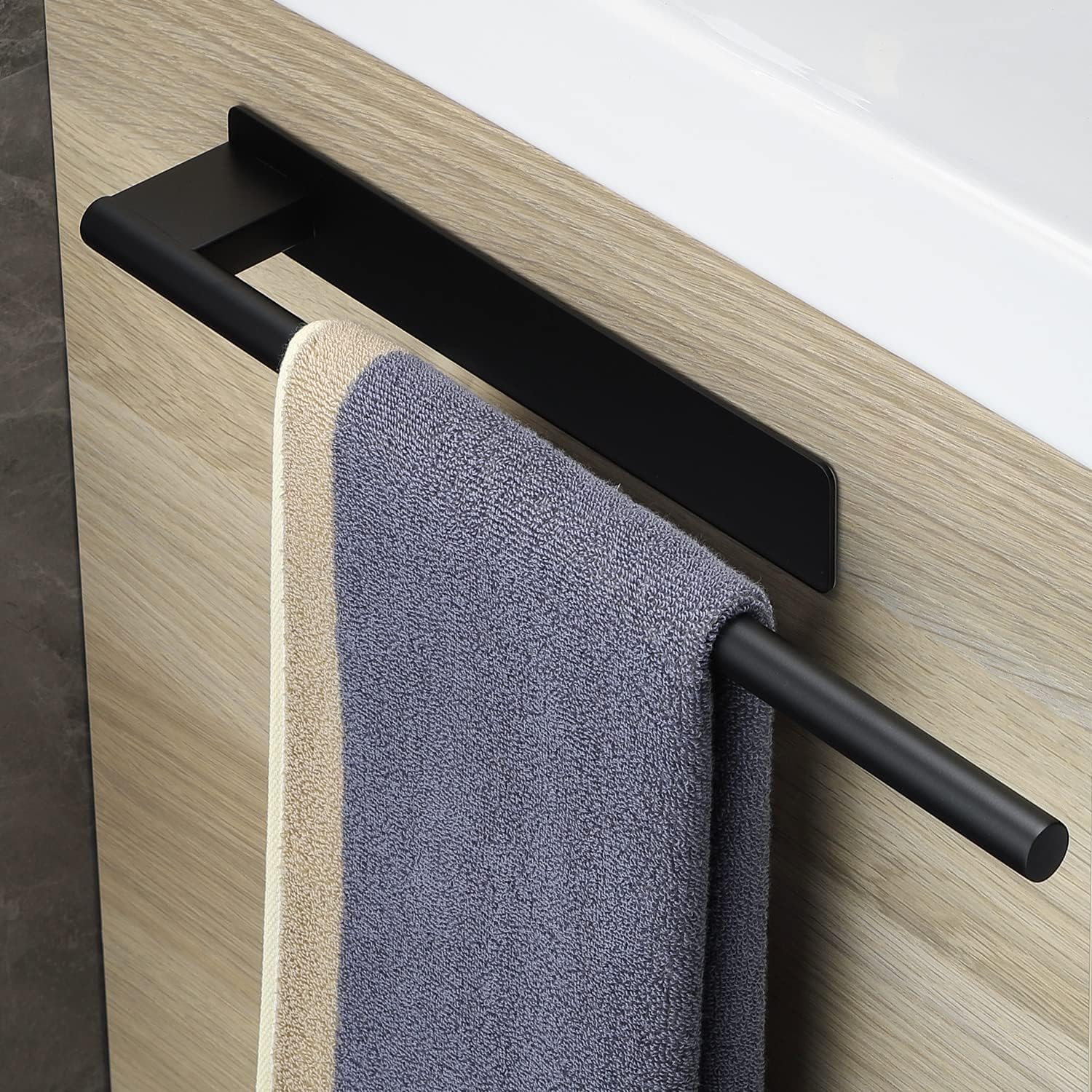 Gsocel porta asciugamani a braccio con colla in acciaio inox, 39 cm, nero