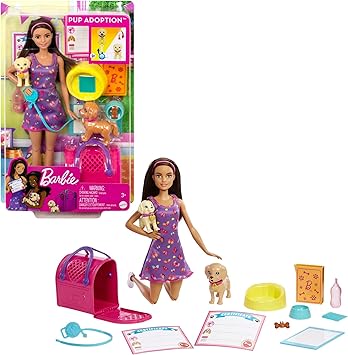 Detalle de Barbie HKD86: Muñeca con Perritos y Accesorios