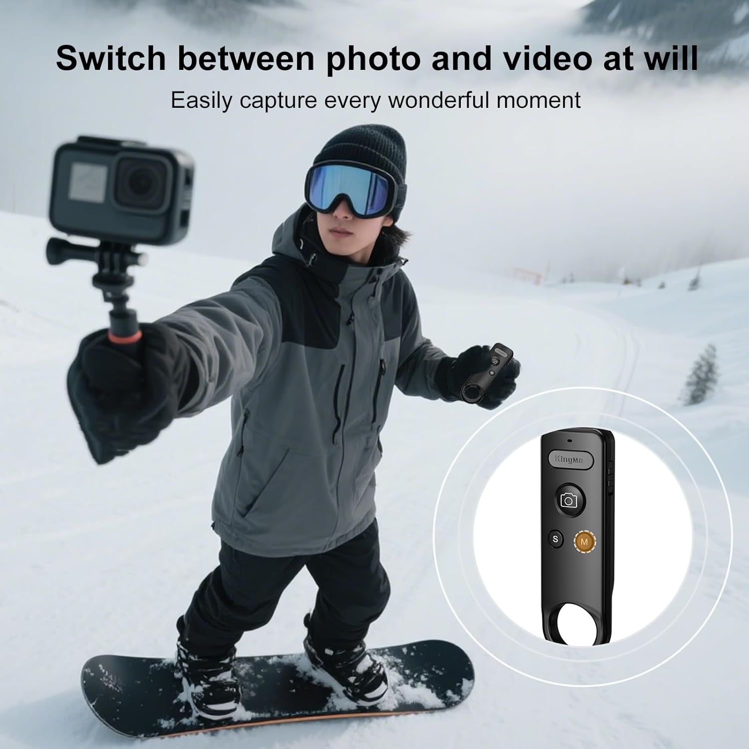 Thumbnail 2 de Bluetooth Remote for GoPro & Insta360 action cameras (Bluetooth 5.0, Type-C charging, up to 49Ft)