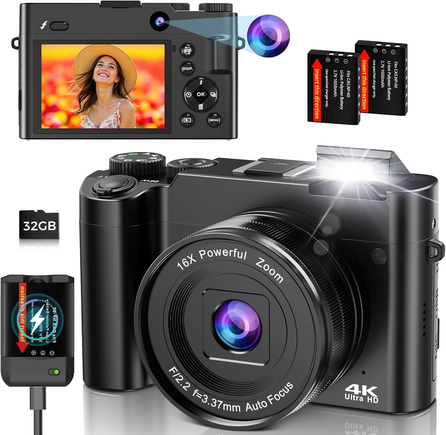 Detalle de 4K Digital Camera 64MP Compact with 16X Zoom