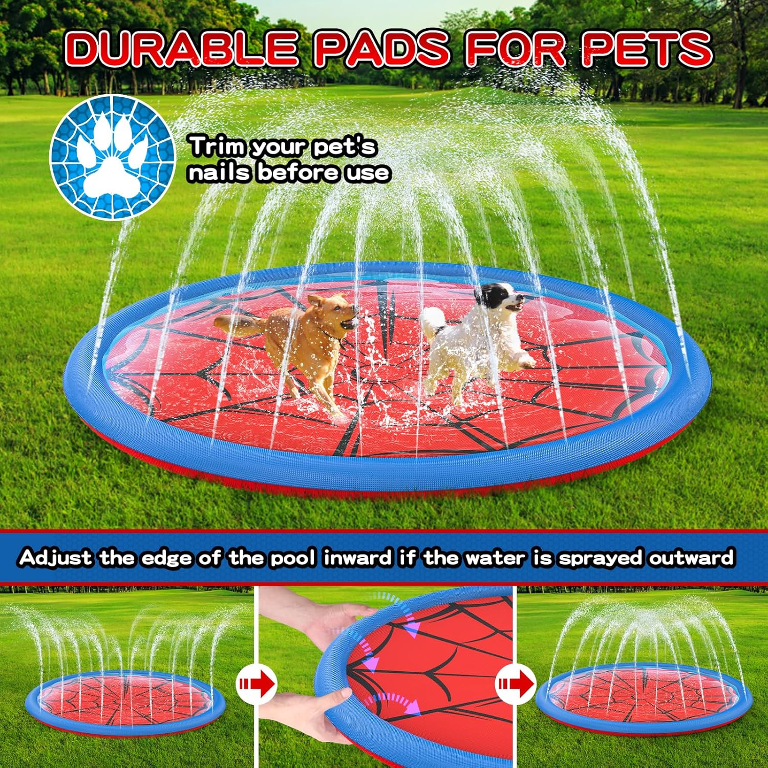 Thumbnail 3 de Growsland Non Slip Splash Pad for Kids and Dogs, 67'' Extra Large Outdoor Sprinkler