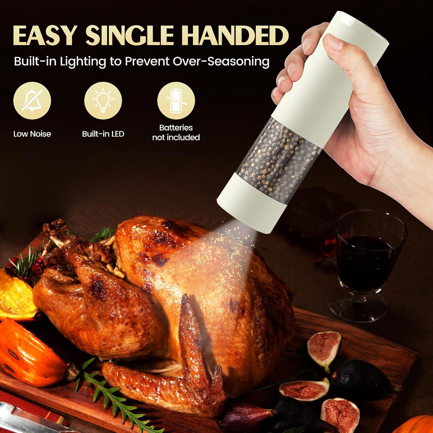 Detalle de Electric Salt and Pepper Grinder Set with 5 Grind Settings